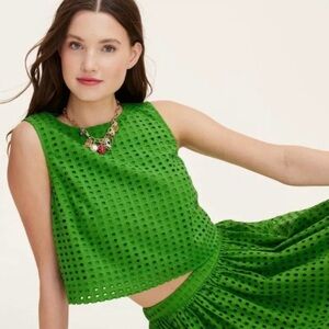 Kate Spade Target Green Eyelet Shell Top NWT Sz M
